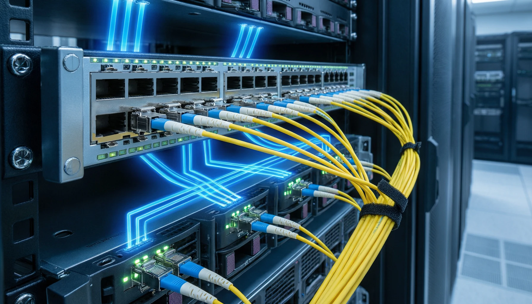 Data center top-of-rack switch with QSFP28 100GbE networking
