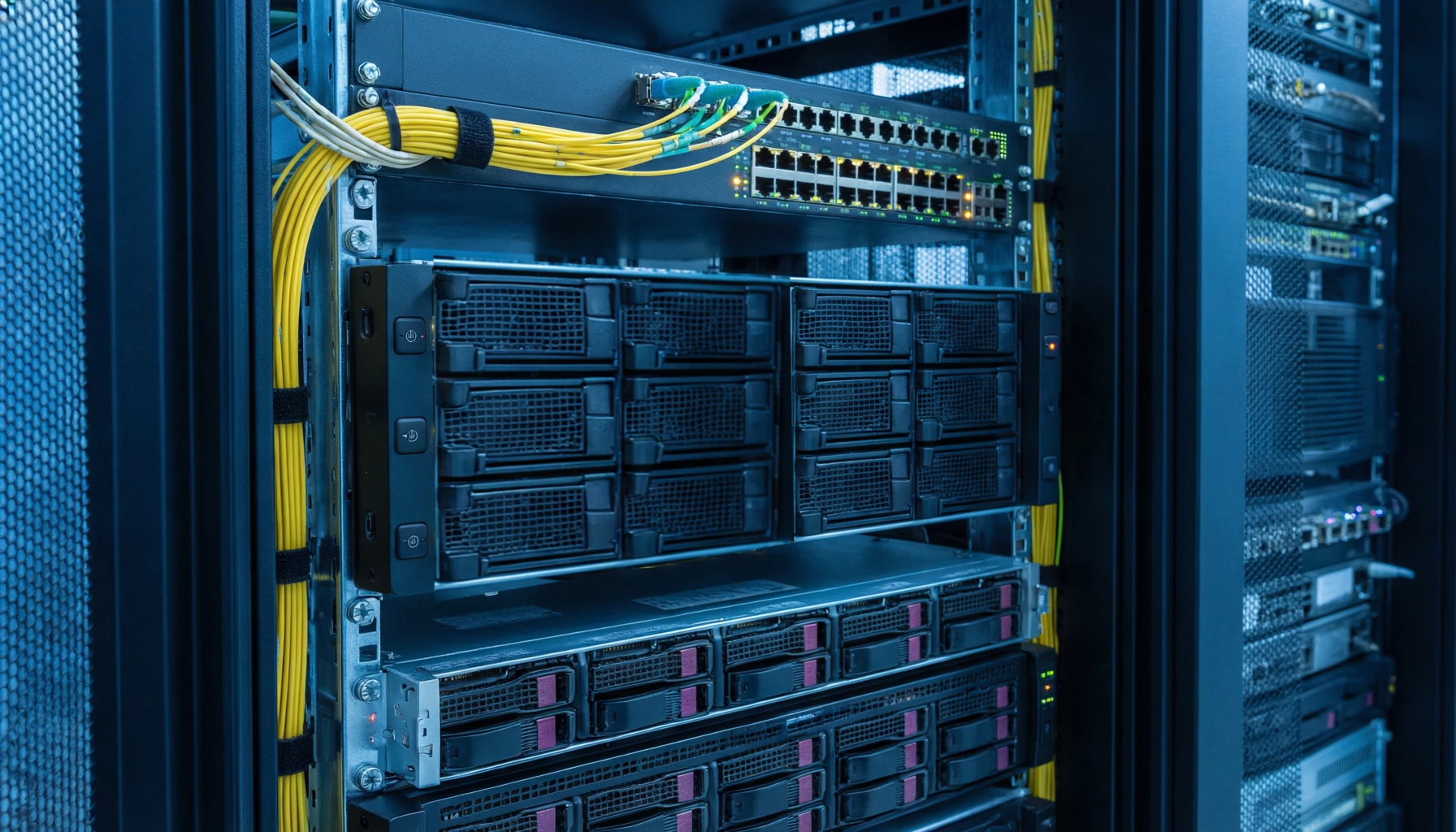 Data center server rack with multiple NIC types